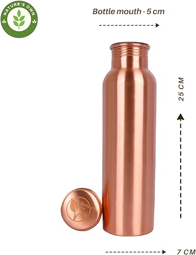 Miniatura 2 de Nature's Own Botella de agua de cobre puro de 33.8 fl oz  34 oz extra grande  Una botella de agua ayurvédica de cobre puro para beber más agua  A