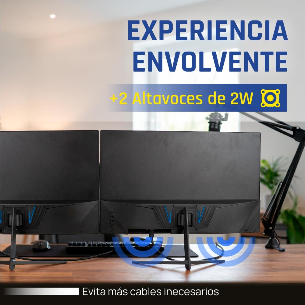 iggual Monitor Profesional 23,8” con Altavoces Integrados- Panel IPS(1920x1080)@120Hz (FHD)-Respuesta 1ms- Pantalla Frameless 99% sRGB-Conexiones: VGA y HDMI-Flicker Free-Compatible VESA -Negro