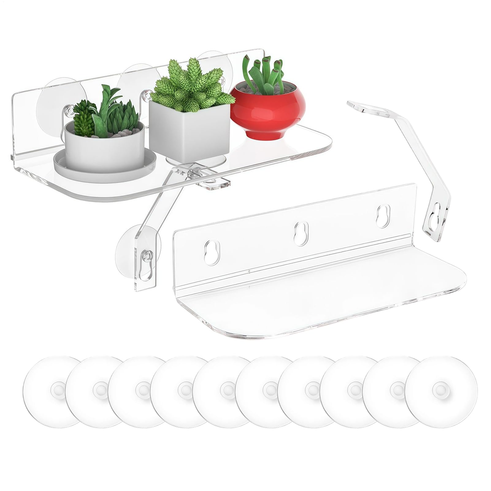 Rangement pour étagère rebord fenêtre sans percer | Support ventouse antiblocage pots