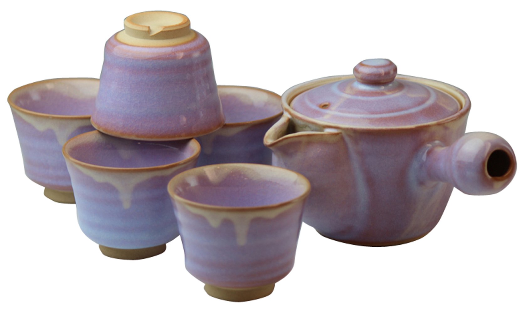 Amazon.co.jp: 萩焼 萩むらさき朝顔茶器揃 05615 : ホーム＆キッチン