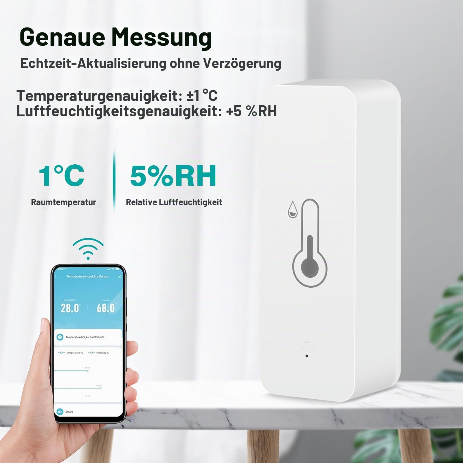 4pcs Wlan Thermometer Wifi Hygrometer Tuya Smart temperatursensor mit APP Indoor Hygrometer Unterstützung Alexa.