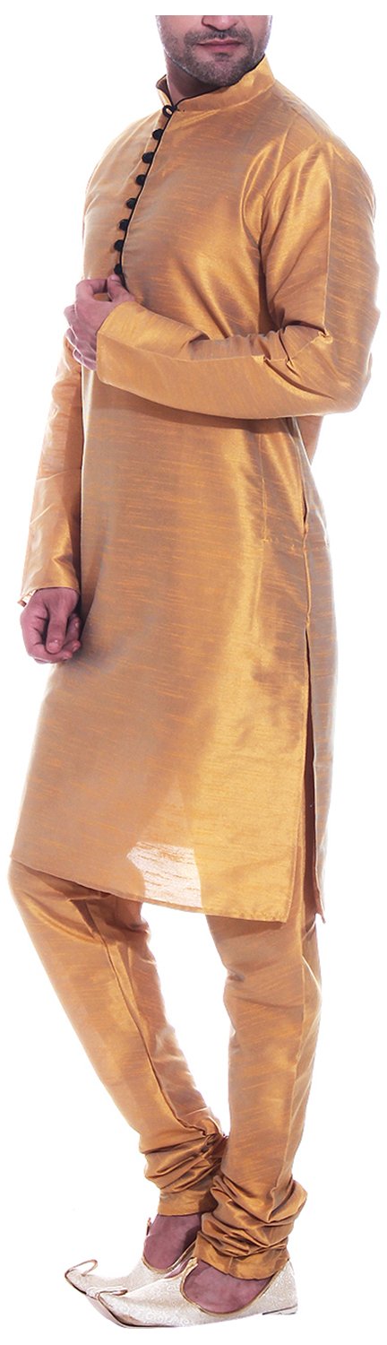 Tag 7 Męska piżama Art Silk Kurta 40 żółta, ŻÓŁTY, 52
