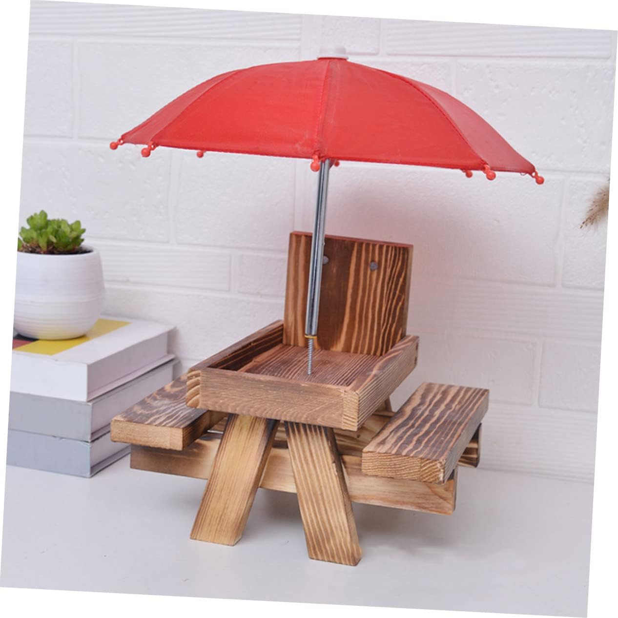 BESPORTBLE 1set Squirrel Picnic Table Feeder Umbrella Outdoor Squirrel Food Holder for Corn and Nuts Easy to Install Feeder