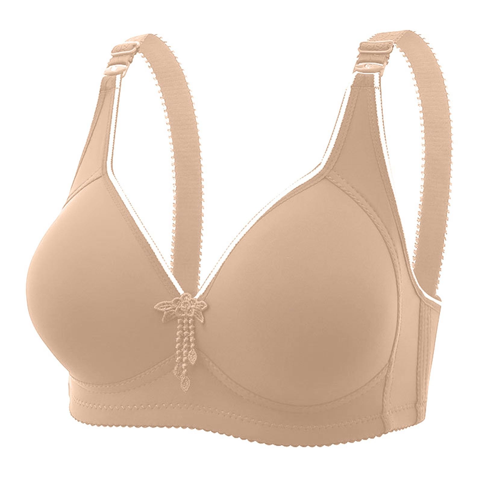 Cómodo Sujetador con Aros Transpirable for Mujer Talla Grande, De Maternidad Sin Costuras Cuatro Cierres, Elevación Refuerzo, Diseño Simple, Oro Rosa, 12(Red,16)