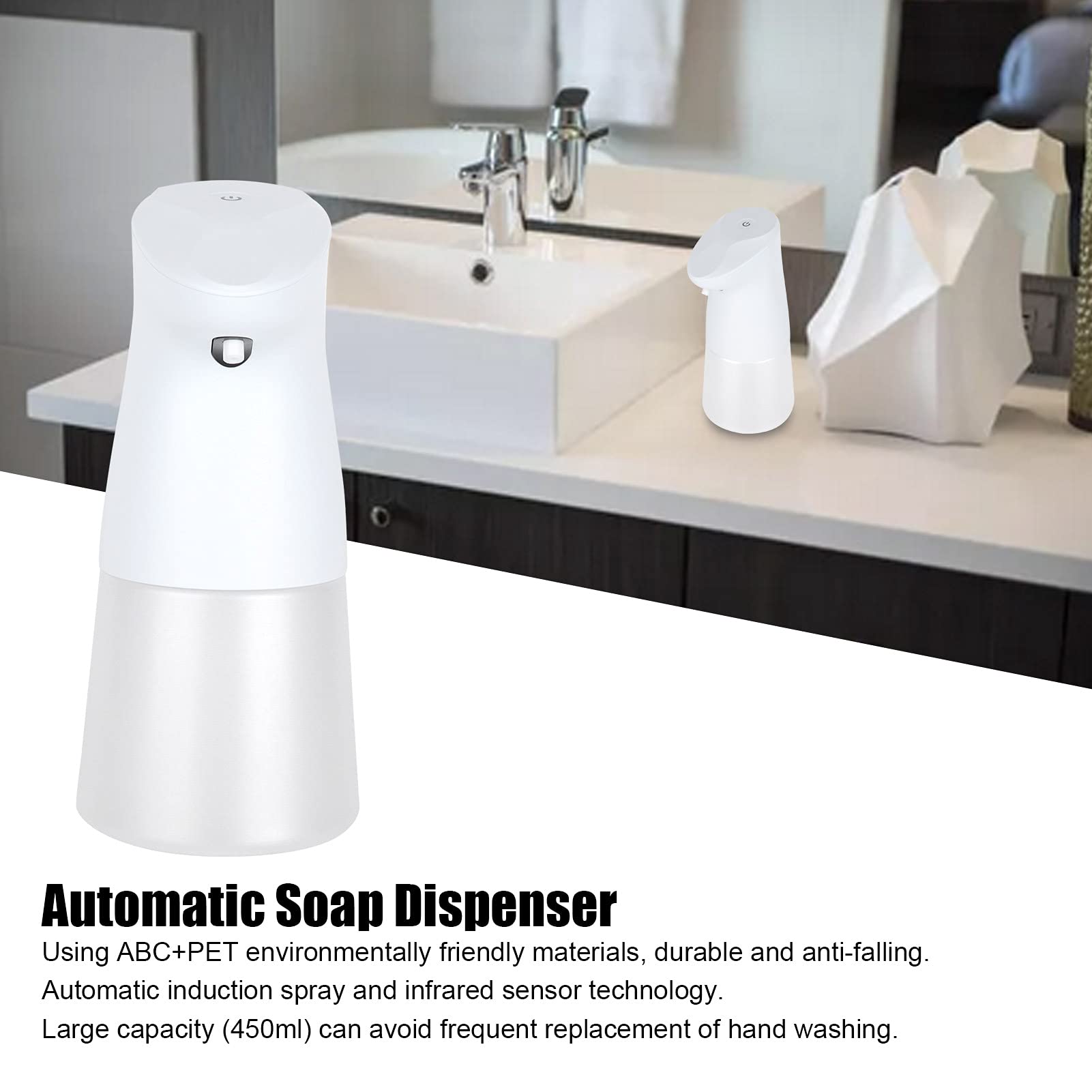 Dispenser automatico per lavaggio mani a infrarossi a induzione per bagno, HotelGel (Gel)