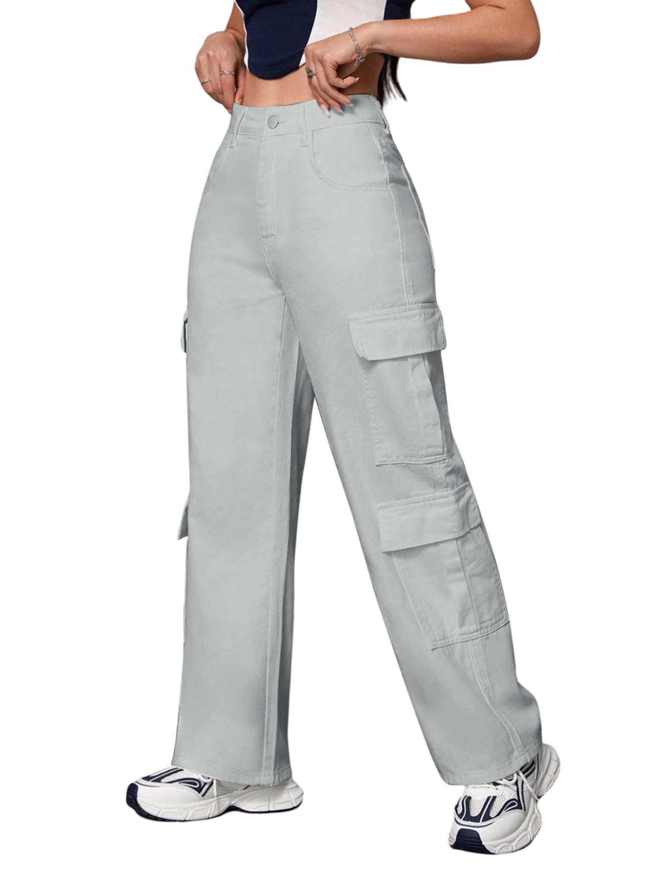 Women's Jeans & Pants - High Waist, Baggy, Cargo, Bootcut, Bell Bottom | Cargo beggy Jeans for Women-image-20