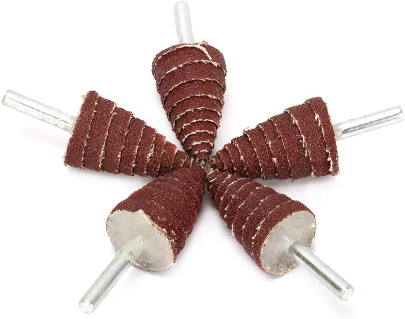 30Pcs 80# 6mm Dia Shank Tapered Abrasive Cloth Grinding Point Cone Shape Sandpaper Deburring Polishing Head 6x30mnm