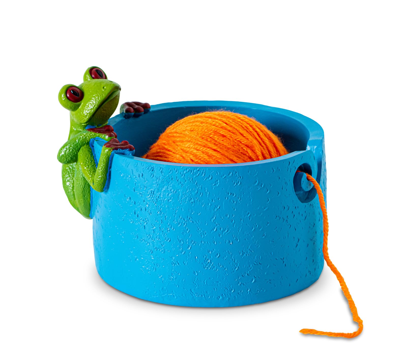 dgudgu Froschgarnschale zum Häkeln, niedliche Häkelschalen für Garnhalter, Schüssel, orangefarbene Häkelschale, Premium-Häkelschale für Garn mit süßem grünem Froschdekor, ideale Strickschale zur