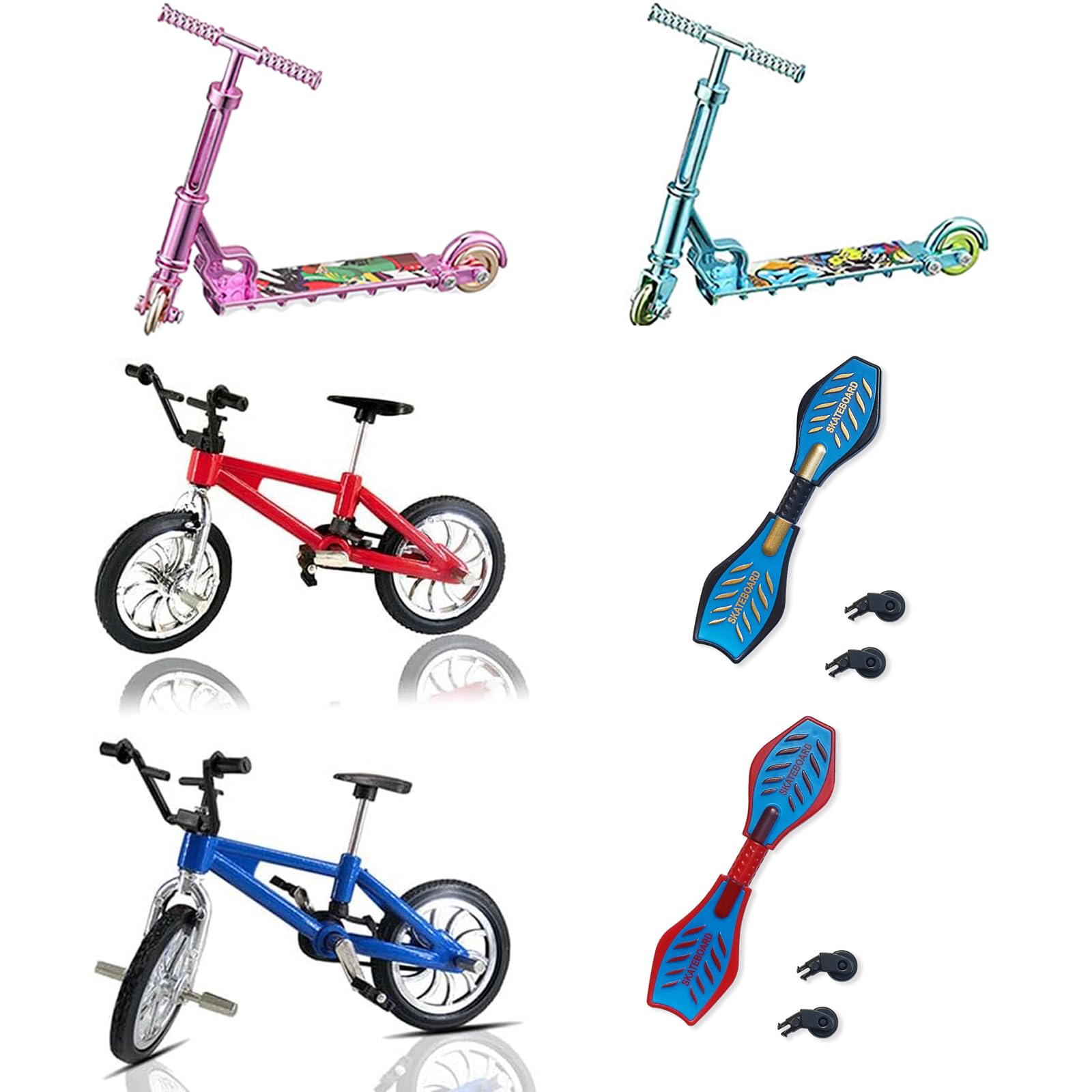 WORUIB 6 Pcs Finger Scooter Set - Tech Deck Mini Skateboards for Kids, Indoor & Outdoor Play, Party Gift