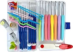 kit Crochê Completo Amigurumi 16 Agulhas Acessórios e Caixa Organizadora