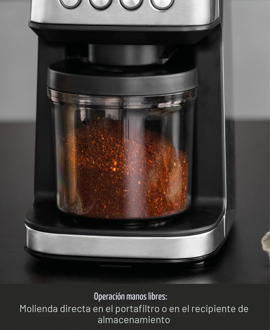 GASTROBACK Molinillo de café digital de diseño #42643, 31 ajustes de grado de molienda de fino a grueso, 2 modos automáticos: molienda directa en el portafiltros o en el depósito, plata/negro
