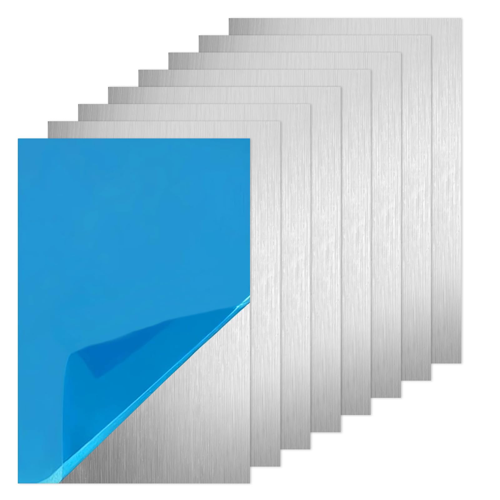 8 fogli di alluminio da 0,5 mm, 30 x 20 cm, piastra in alluminio con pellicola protettiva, lamiera di alluminio per modellismo, fai da te, industria, trattabili termicamente