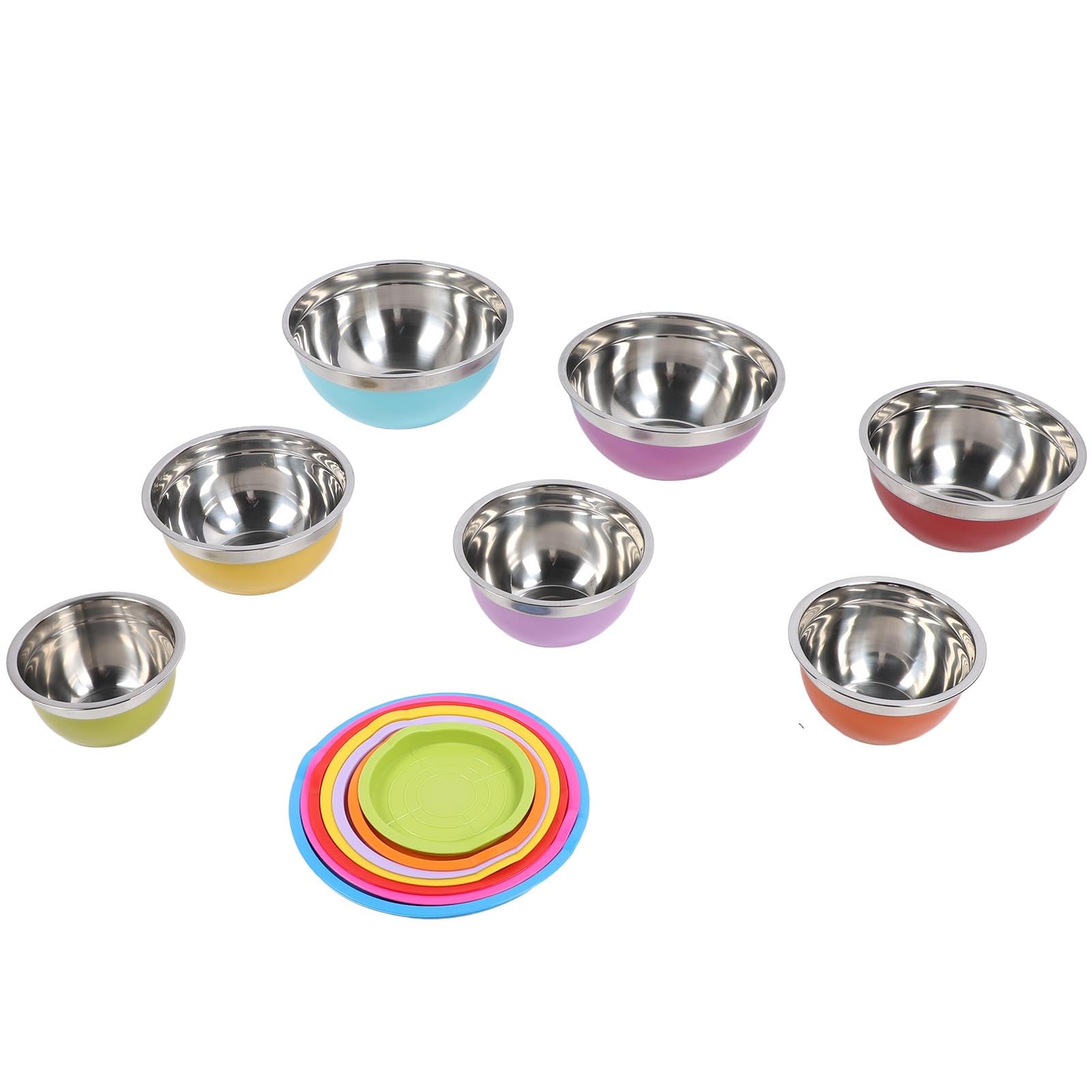 7PCS Miski z pokrywkami ze stali nierdzewnej plastikowe plastikowe miski gniazdowe Sałatkowe pojemnik na pokarm do pieczenia przygotowywanie porcji
