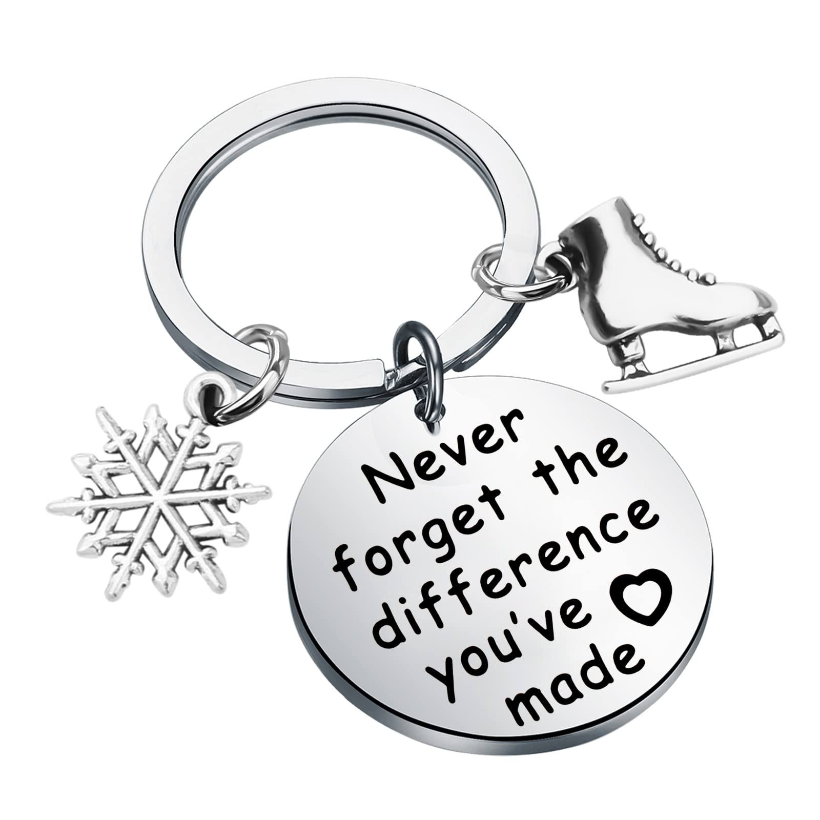 WSNANG Skating Keychain Figure Skater Gift Skating Coach Gift Never Forget The Difference You've Made Keychain