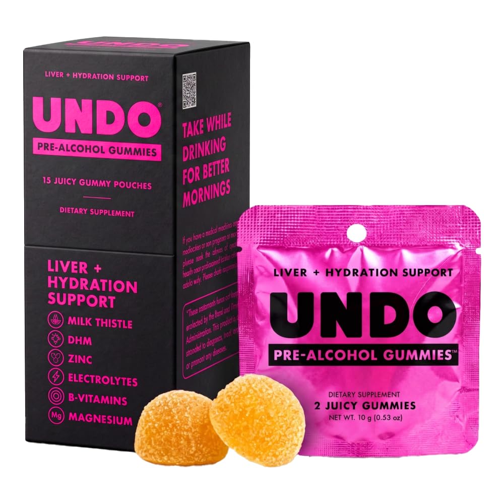 Undo Gummies® Pre-Alcohol Gummies (15 Servings) Tropical Flavor 1 Count (Pack of 15)