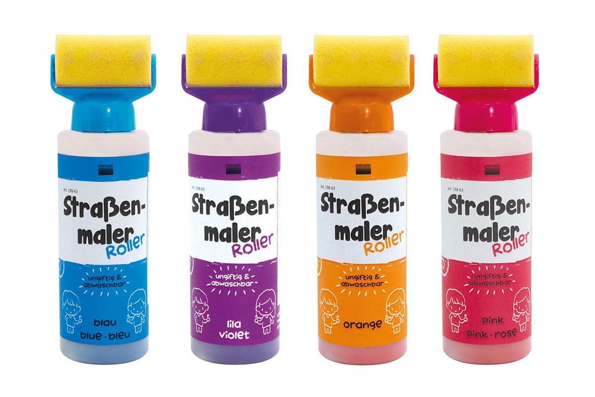 Avantgarde Set di gessetti per pittura stradale – gesso liquido per bambini – 4 colori gessetti lavabili – set di gesso da strada per esterni – giocattolo creativo per pittura all'aperto