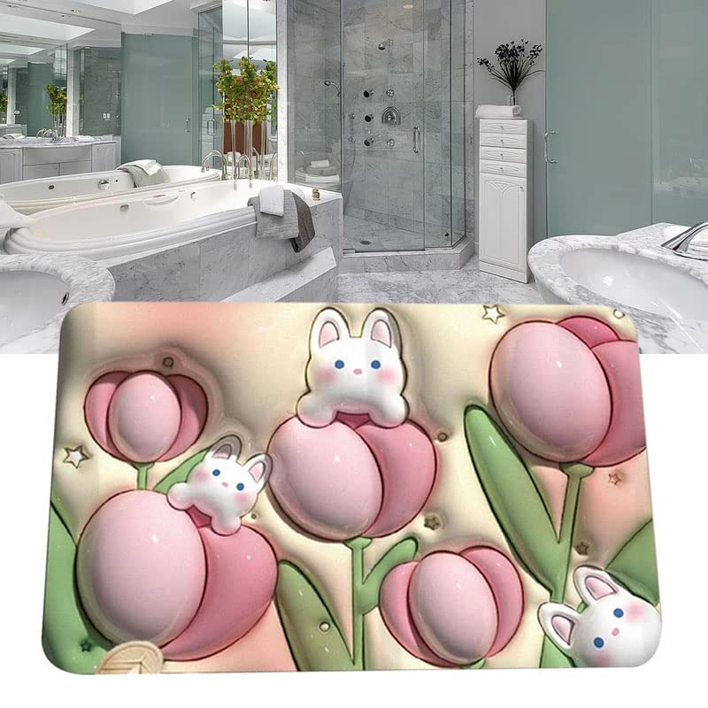Tnfeeon 3D Visual Bath Mat, 3D Bathroom Mat Water Absorption Quick Dry Men's Versatile Diatomaceous Earth for Entrance (H22) - Image 4