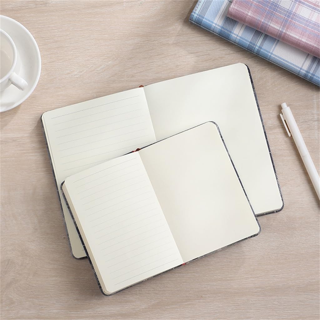 A6 Student Notebook Cloth Plaid Cover Handbook Set Of 5