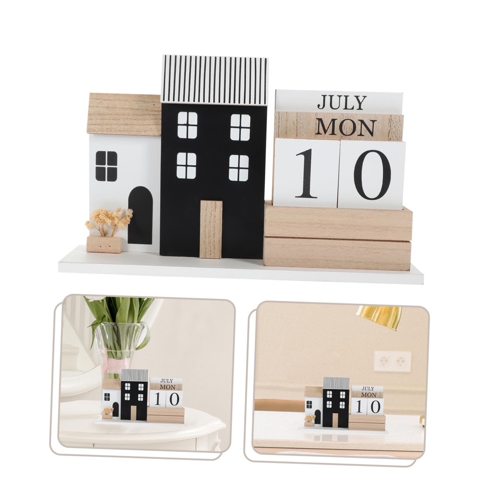 Housoutil Calendario da Tavolo con Visualizzazione Mese e Data Realizzato in Materiale Resistente per Ufficio Casa o Scuola Design Elegante e Compatto per Uso Quotidiano