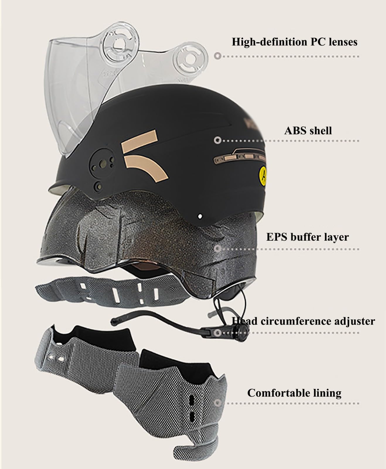Casco Integrale Per Uomo E Donna, Casco Per Bici Elettrica Con Visiera, Omologato ECE/DOT, Casco Jet Per Moto, Scooter E Ciclomotori, Per Tutte Le Stagioni