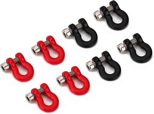 INJORA Gancho de remolque de anillo en D de parachoques de metal, 4 piezas, mini gancho de remolque para 1/24 RC Crawler Car Axial SCX24, piezas de