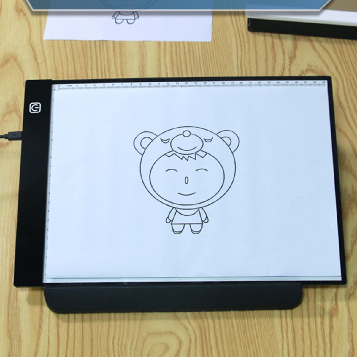 HOODANCOS Drawing Lightbox A4 Copy Board LED Writing Desk Calligraphy Drawing Board A4 Drawing Tablet Glow Board Illuminating Board Black