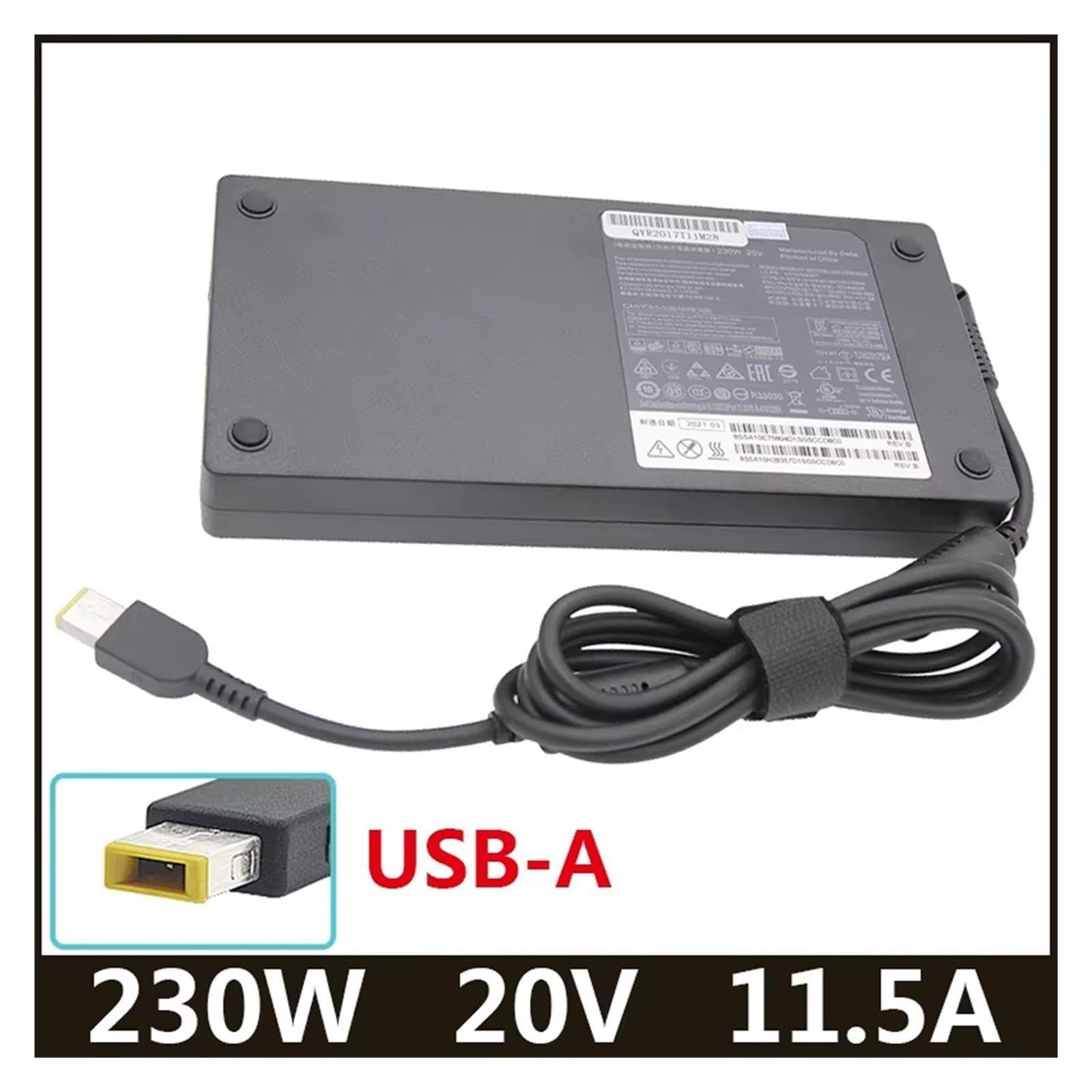 Cargador De CA con Adaptador De Regazo USB De 20 V, 11,5 A, 230 W, Compatible con ThinkPad, Compatible con Legion, Y7000 Y7000P Y9000K A940 Y740 Y920 Y540 P70 P71 P72 P73 00HM626(with AU Plug)