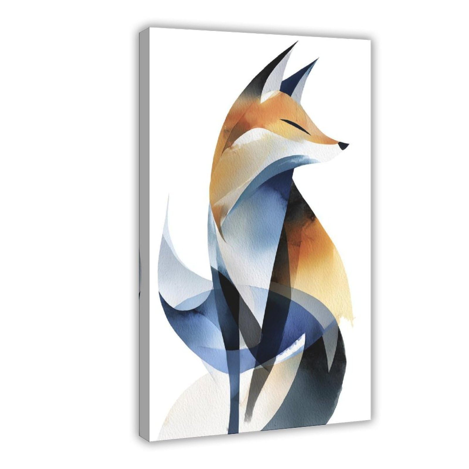 Ywtjax Frame-Style Abstract Fox Poster Canvas Poster For Bedroom Decor Gift