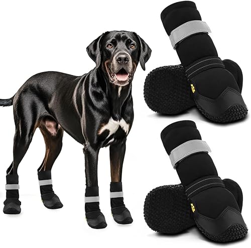 Miniatura 7 de Hcpet - Botas de perro para mascotas, impermeables, transpirables, antideslizantes, 3M, con correa reflectante de tamaño pequeño a grande, 4 unidades