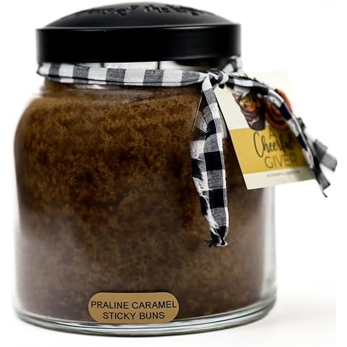 A Cheerful Giver - Praline Caramel Sticky Buns - 34oz Papa Scented Candle Jar - Keepers of the Light - 155 Hours of Burn Time, Candles Gifts for Women