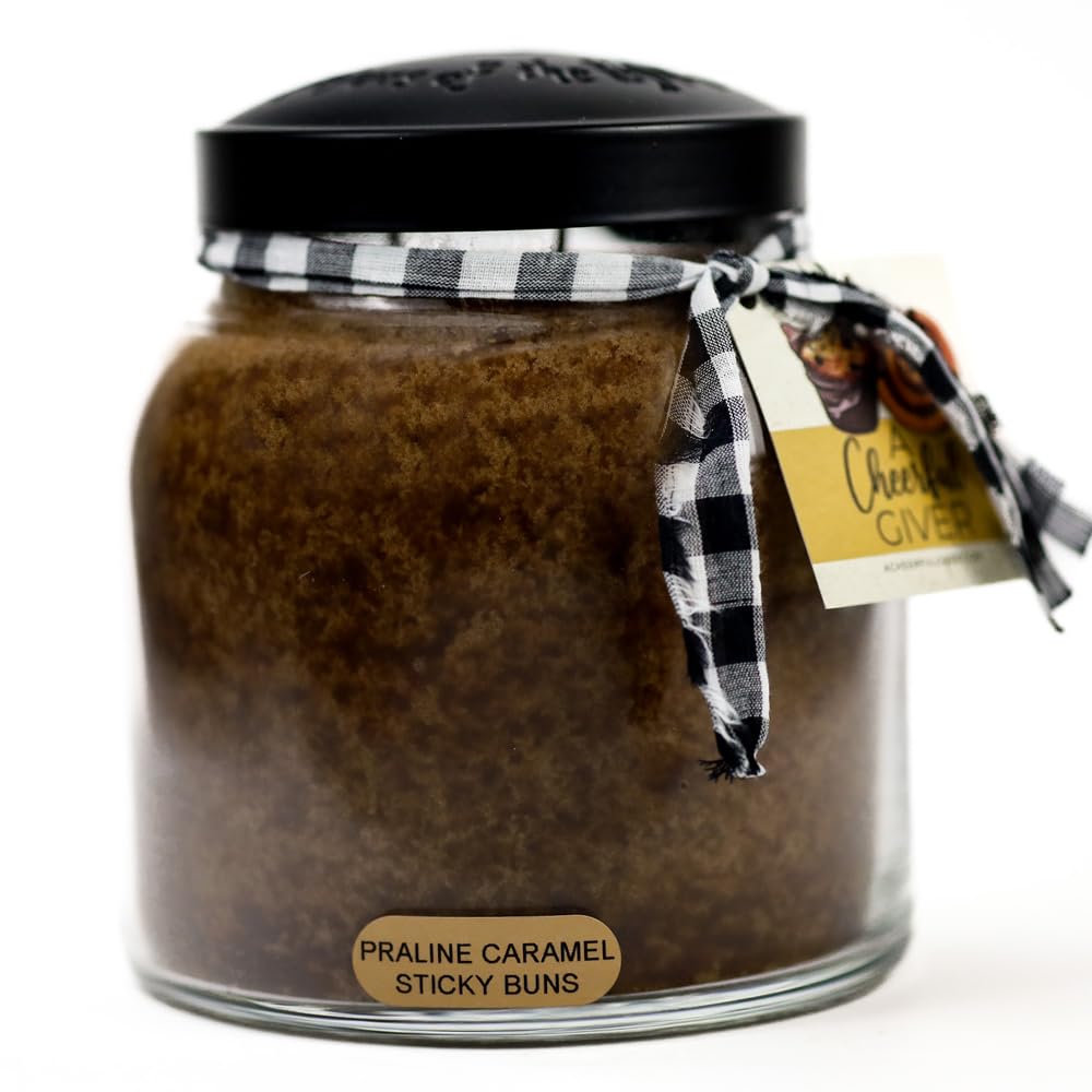 A Cheerful Giver - Praline Caramel Sticky Buns - 34oz Papa Scented Candle Jar - Keepers of the Light - 155 Hours of Burn Time, Candles Gifts for Women