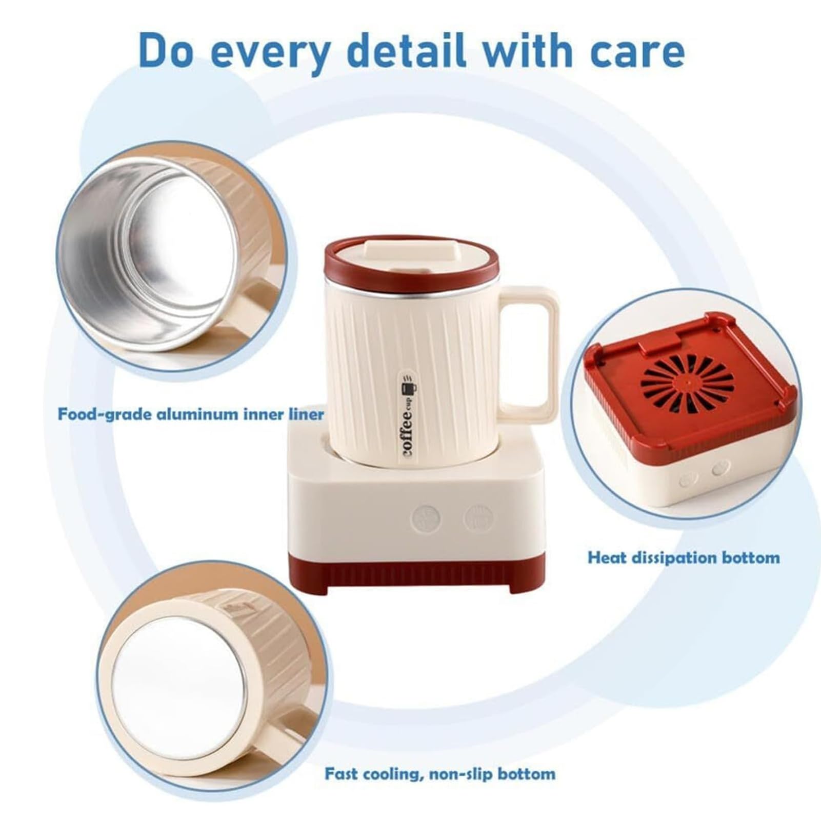 Enfriador Eléctrico de Bebidas, Vaso Eléctrico Refrigerante de 500 ml con Doble Función de Frío y Calor, Empaque en Caja de Regalo, Cuerpo de Aluminio, Inicio con un Solo Toque, Mini Enfriador D