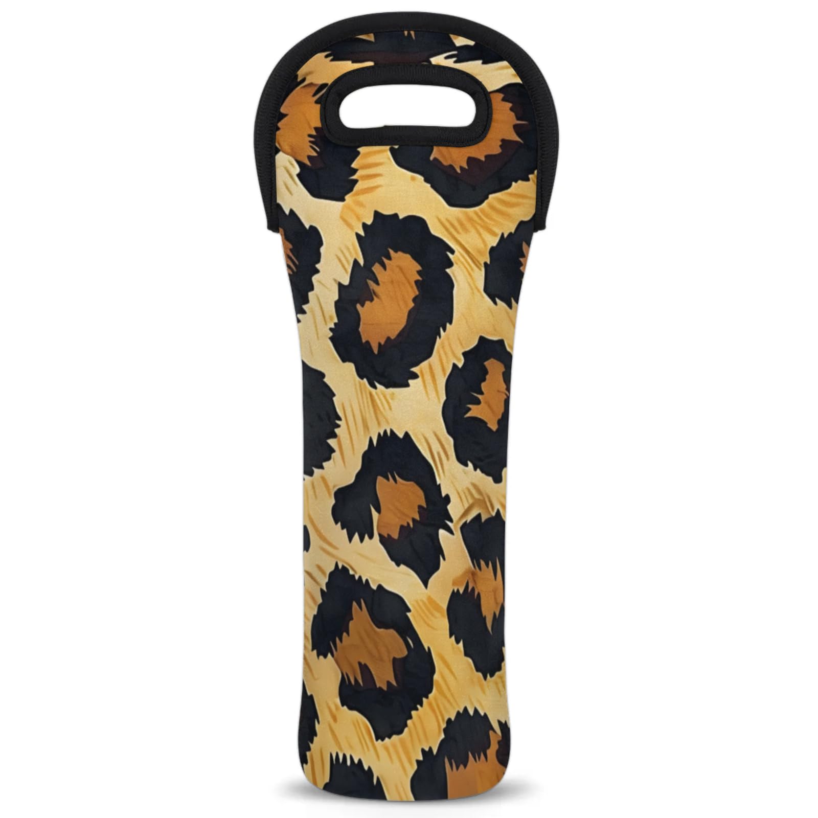Neoprene Wine Tote Carrier Bag for Wine,Water, Champagne, Beer, Baby Bottles 15.6 x 5.1 Inches, Protective Wine Bag,Animal Leopard Print