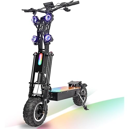 X13 Off-Road Electric Scooter for Adults - 55 MPH, 75-Mile Range, 60V 50Ah, 13-Inch, Dual Motor, Hydraulic Braking, Front&Rear Suspension, Foldable E-Scooter, USA Warehouse