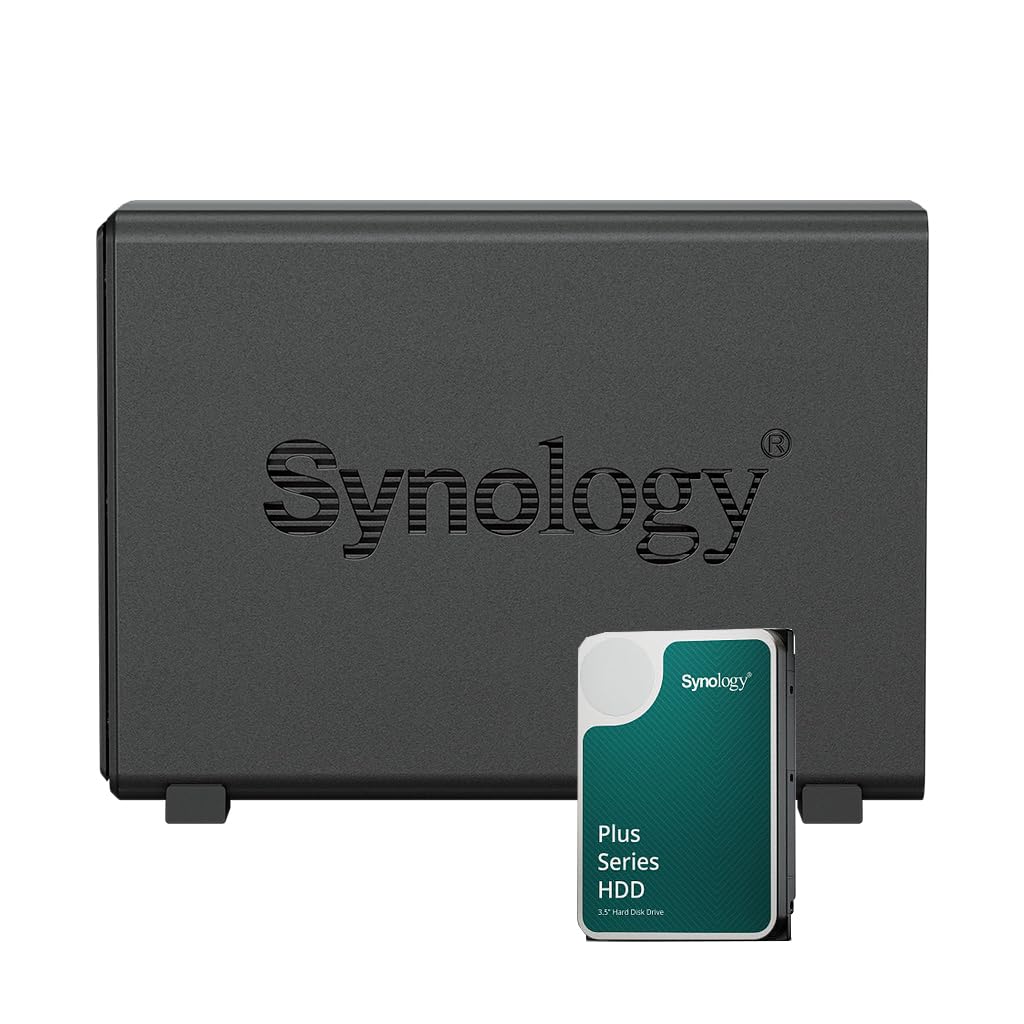 Synology DS124 NAS-Bundle 1 GB mit 1 Synology Festplatte 12 TB HAT3300, unmontiert, Schwarz