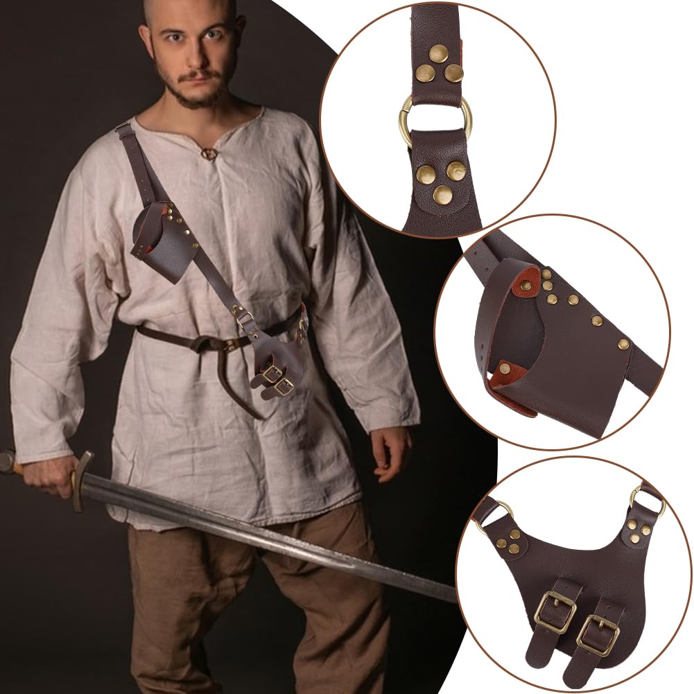 GORGECRAFT Porte-épée Médiéval En Cuir PU Réglable Avec Sangle De Ceinture Rétro Pour Homme Adulte Halloween