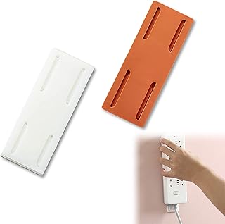 2PCS Socket Holder Wall, Self-Adhesive Punch Free Socket Holder, Power Strip Holder, Power Strip Fixator Wall-Mounted Self Adhesive Power Strip Holder Fixator Wall Mount Plug-in Socket Fixer