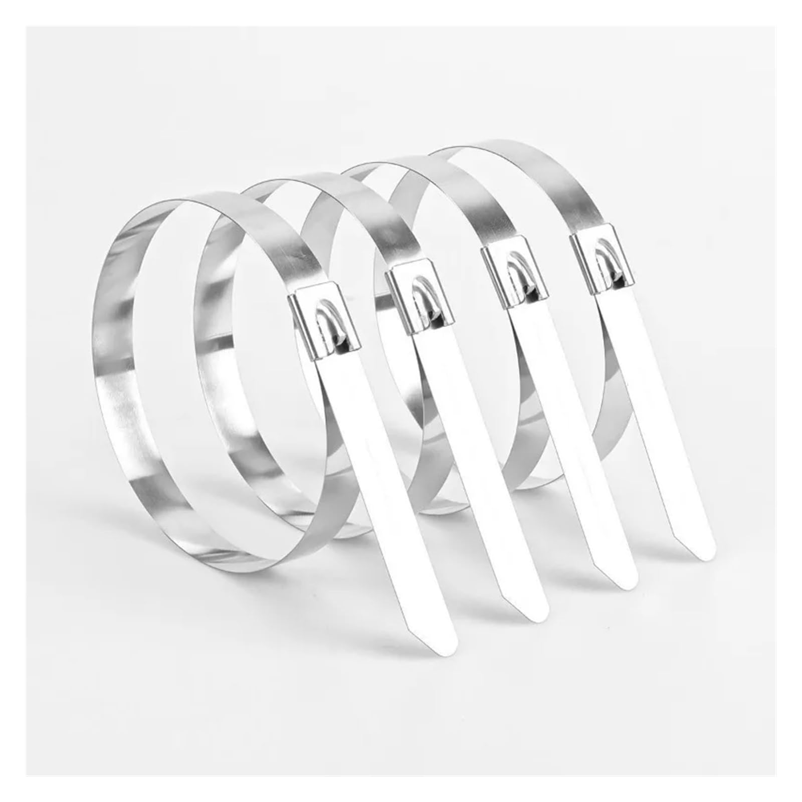 edelstahl kabelbinder Edelstahl-Kabelbinder in Schwarz und Silber, metallbeschichtete, selbstsichernde Kabelbinder, robuster(Silver- 4.6x200mm,40PCS)