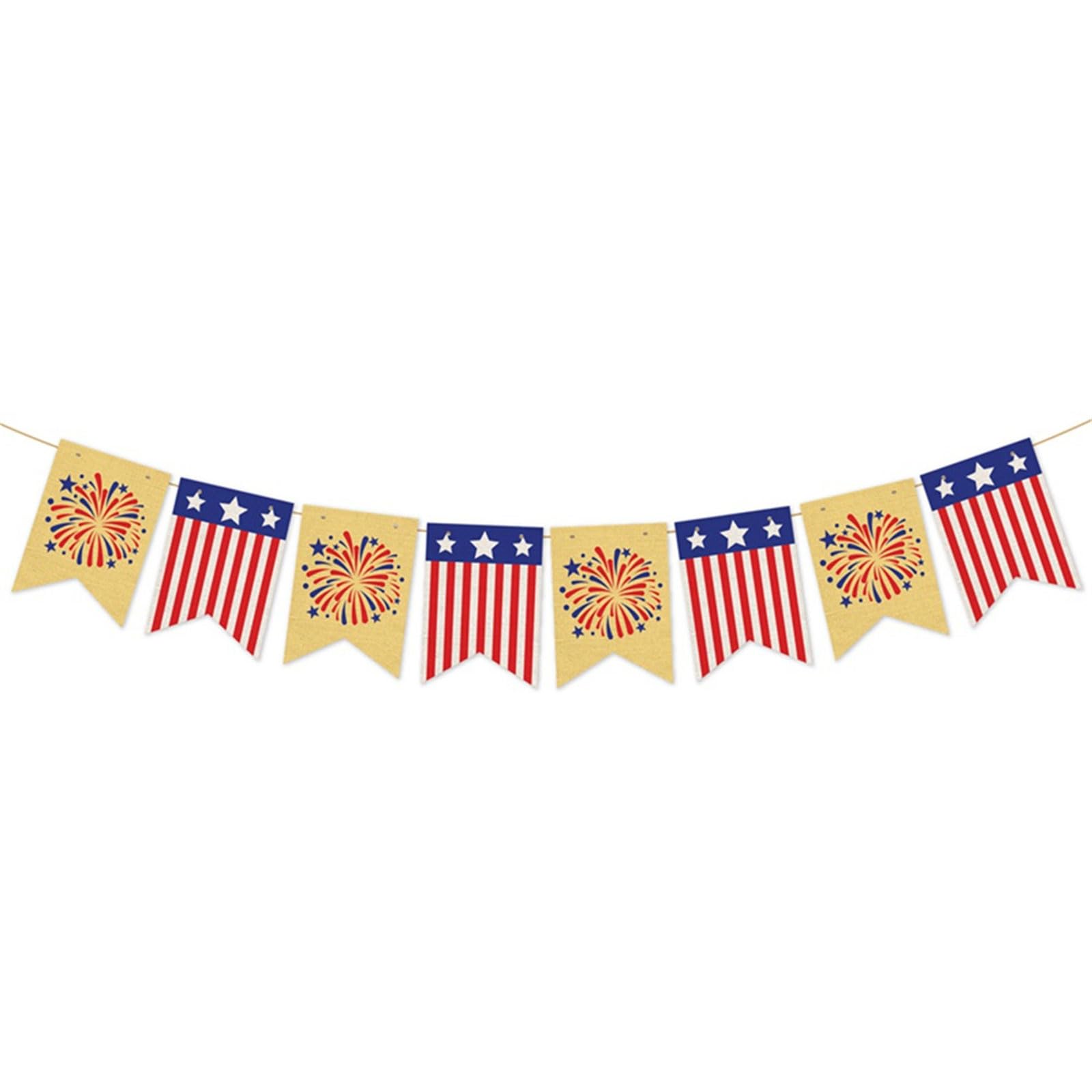 Buxuaaaa 5Pcs/Pack Natural Burlap Patriotic Decor Suitable for Backyard and Community Gatherings Red White Blue Banners