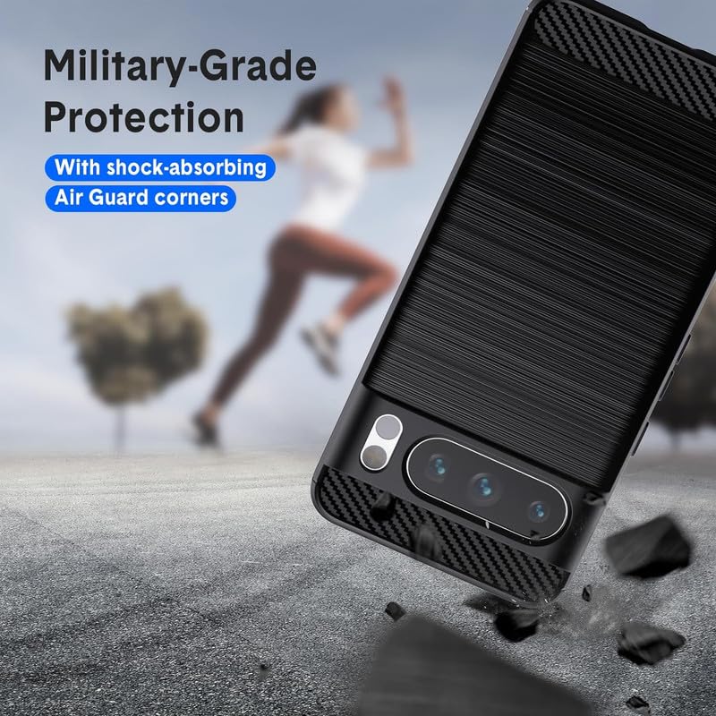 Image of NPRC Hybrid Ultra Slim Protective Case TPU Non-Slip Carbon Fiber Texture Shockproof Case Cover for Google Pixel 8 Pro - Black