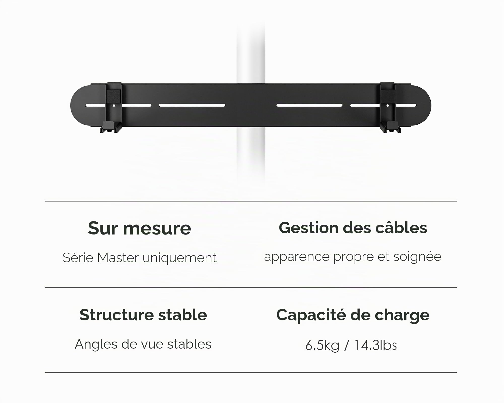 FITUEYES Support Barre de Son pour Séries Master FT60/Séries Master 2nd FT65 Capacité de Charge 6.5 kg pour Montage sous la TV avec Haut-Parleur