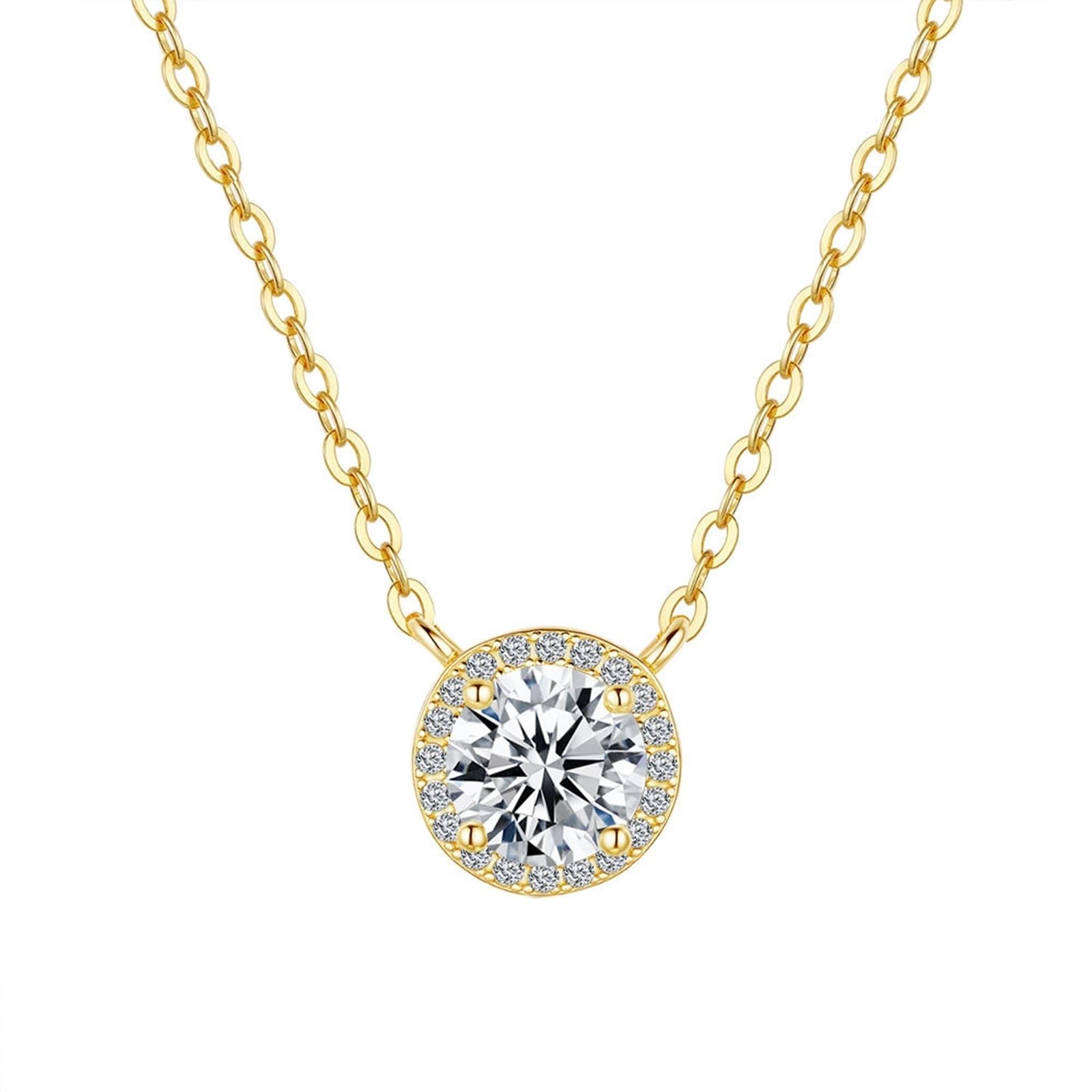 Collar de cadena para mujer, no se deslustra, collar femenino para mujer, moissanita