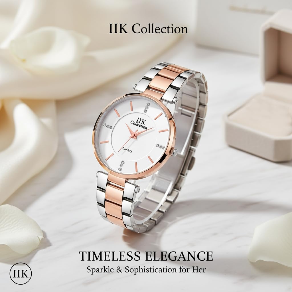 IIK COLLECTION Analog Women's Watch Stainless Steel Dial Wrist Watches,Stylish Belt Ladies Watch - Water Resistant Watches for Girls 1