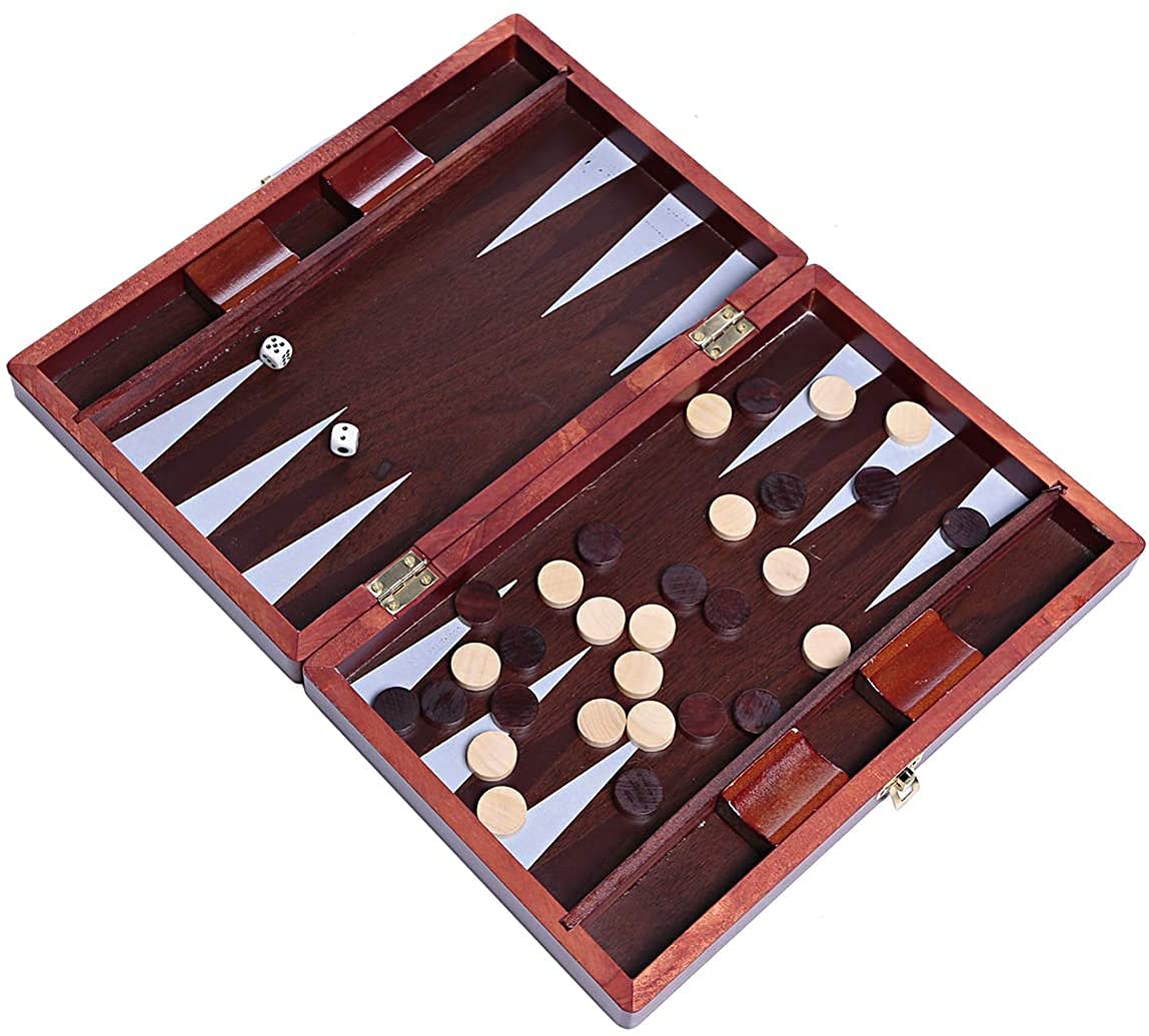 ULTIMAX Backgammon Set, Classic Board Game with Leather Case, Folding Board, Gift Package, Portable Travel Strategy Backgammon Game Set for Adults, Kids