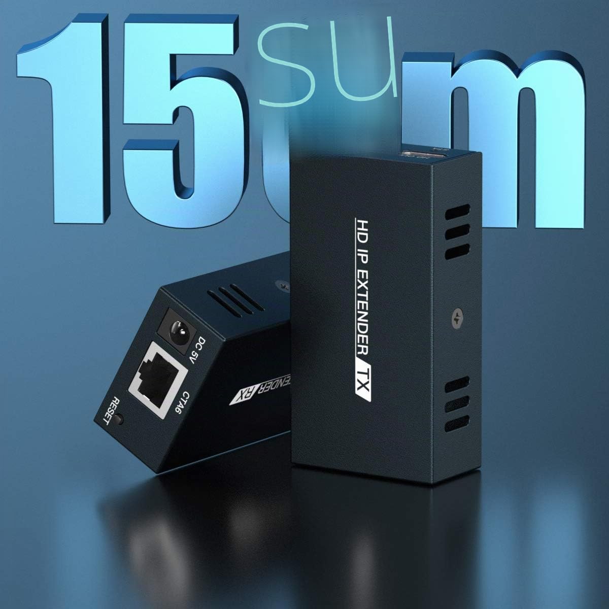 PWAYTEK Ricevitore Extender HDMI 150m su Cat5e-Cat8, Full HD 1080P@60Hz, loop-out integrato, sistema uno a molti via switch gigabit senza ritardi (Blu)