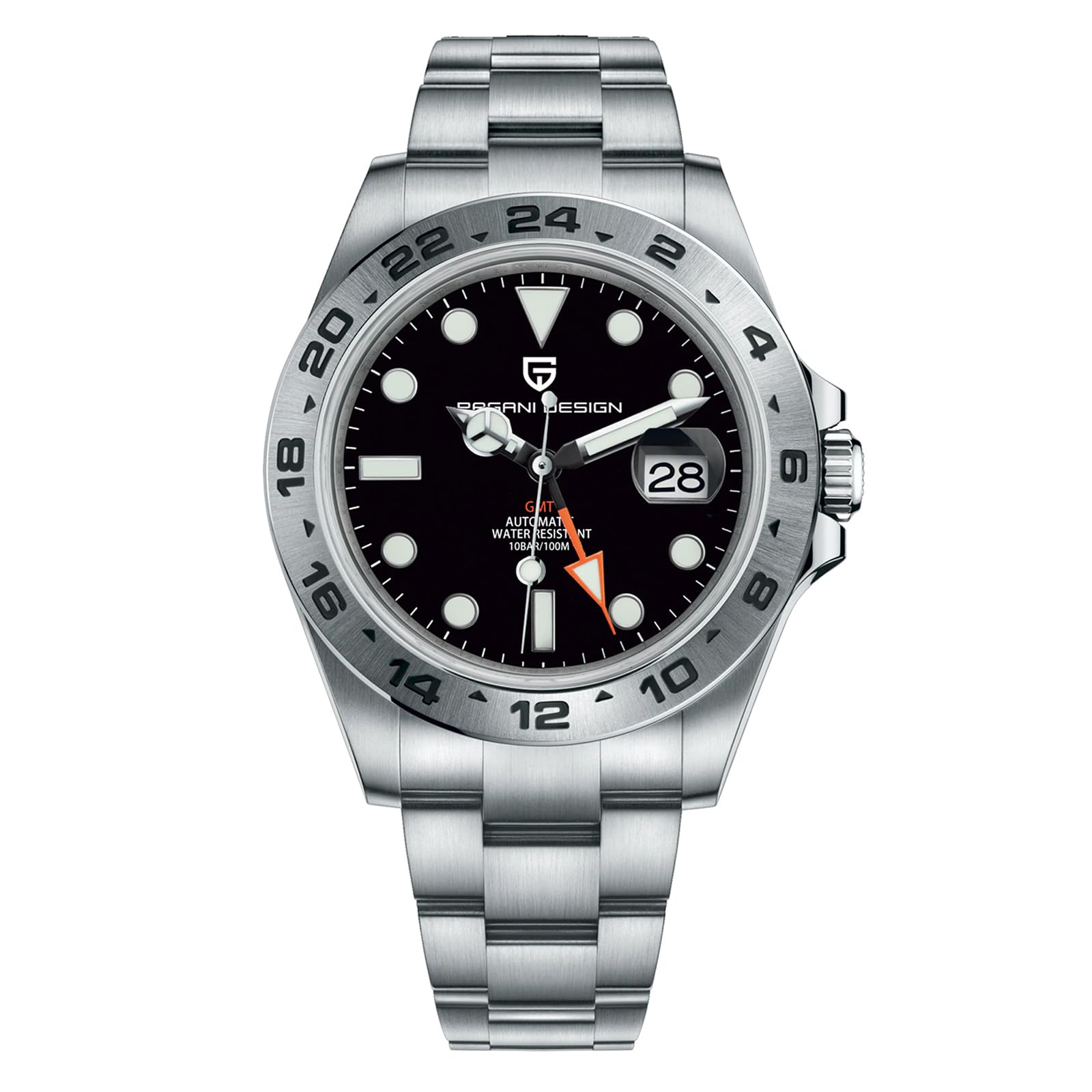 Pagani Design Watches for Men Automatic Mechanical GMT Watch 42mm Stainless Steel Sapphire Crystal Waterproof Luminous Sport Men's Wrist Watches