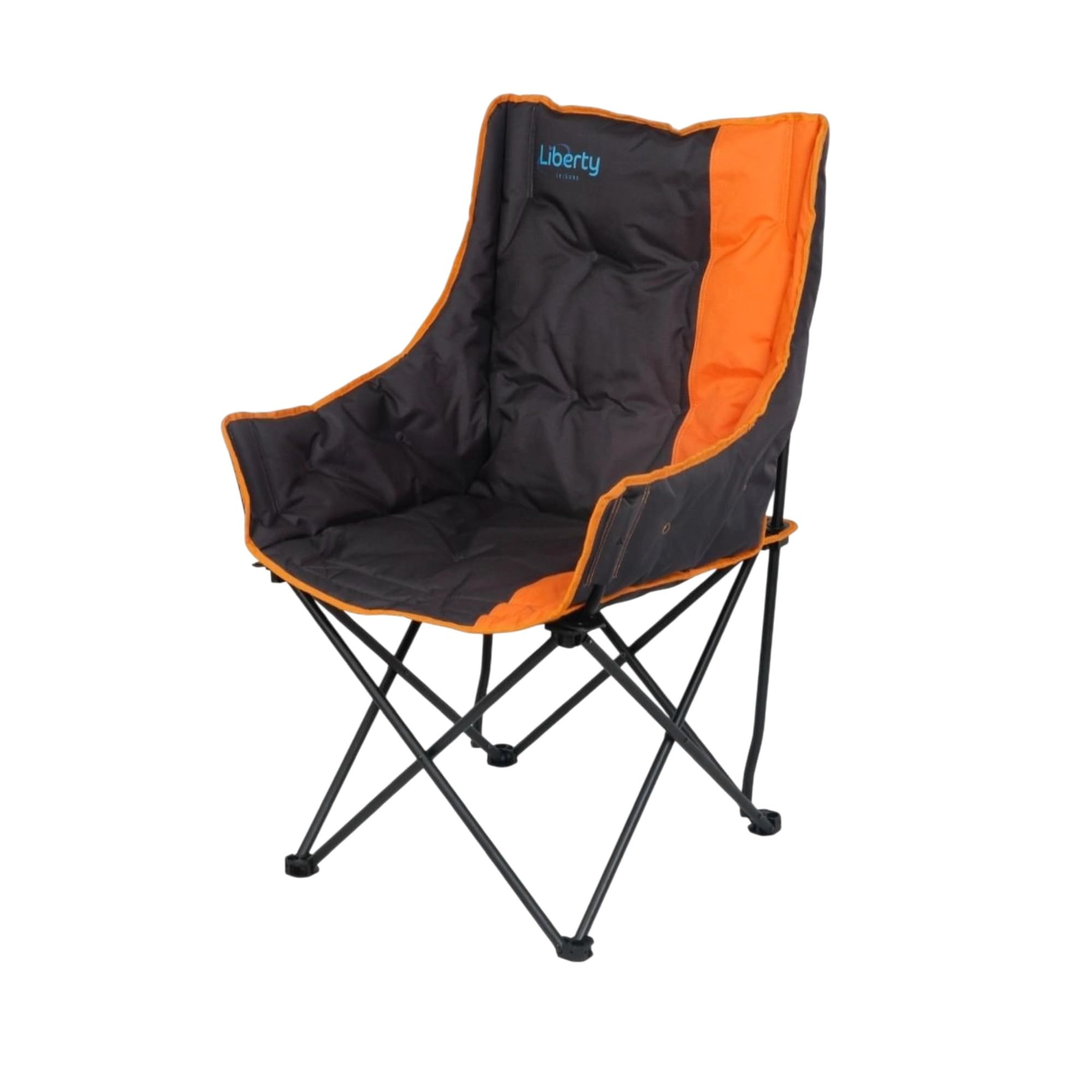 Liberty Leisure Outdoors Comfort Camping Chair – Foldable Padded Outdoor Chair with Carry Bag – Lightweight Portable Fishing, Garden & Festival Chair (Orange)