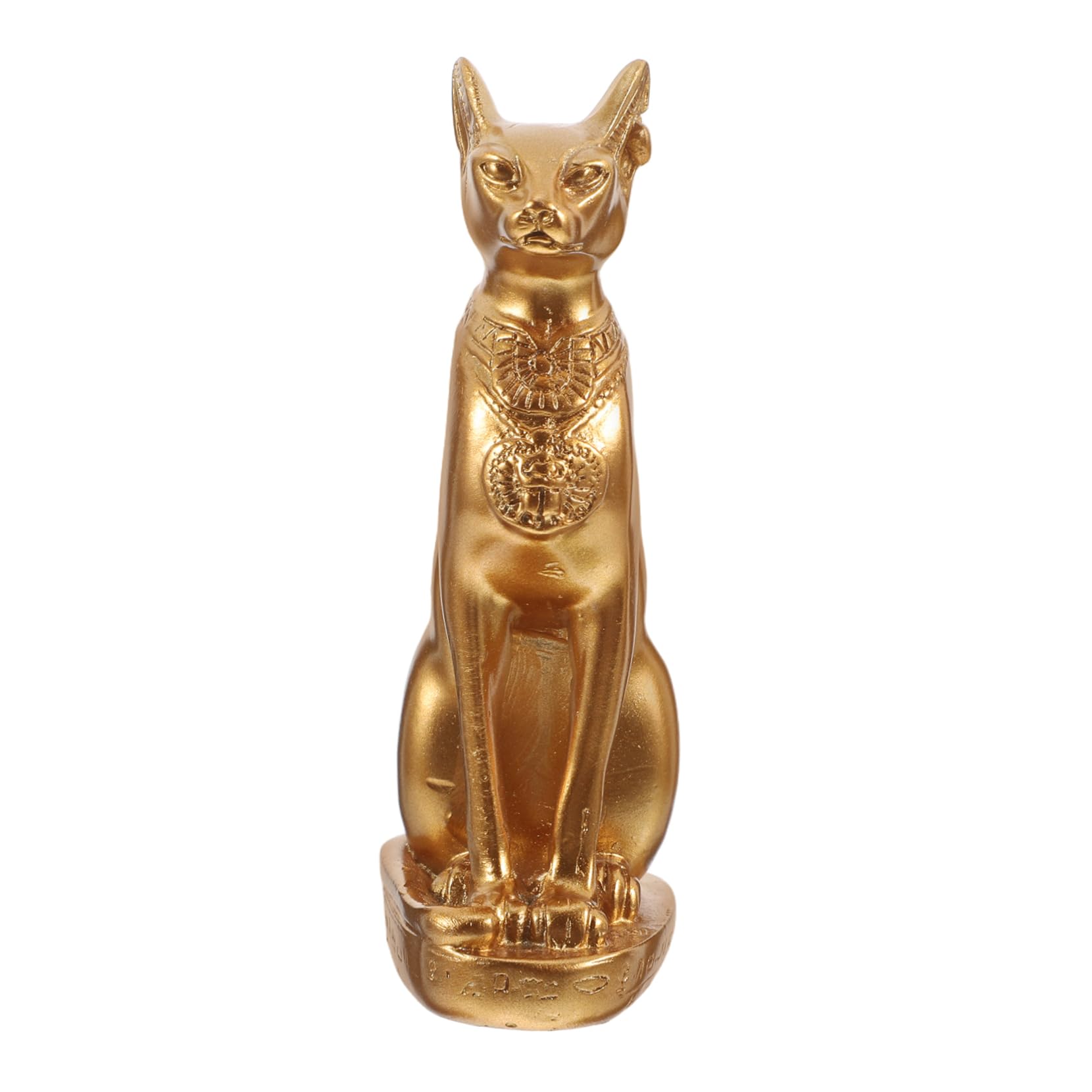 Veemoon Figura Decorativa de Gato Disfraz Egipcia en Resina Dorada, Artesanía Creativa para Decoración Elegante de Dormitorio y Sala de Estar