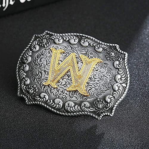 Image of HUABOLA CALYN Belt Buckle Men, Western Cowboy Rodeo Small Alphabet Letter ABCDMRJ to Z Initial Belt Buckles for Women