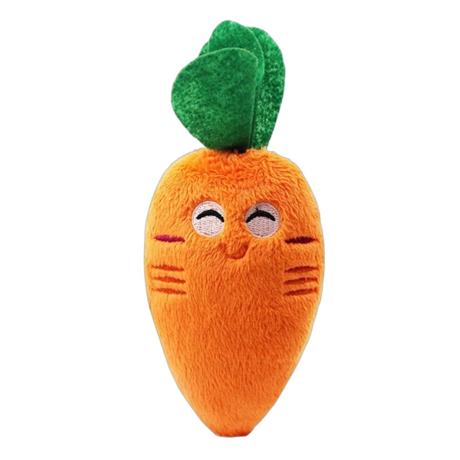 Squeaky Dog Toys, Plush Dog Toys, Dog Teddy Toys, Dog Teething Toys, Puppy Chew Toys for Small Medium Dogs | Orange carrot